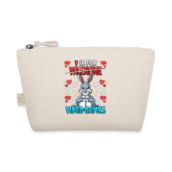 V Is For Video Games Valentinstag Gamer - Bio-Täschchen - Natur - Vorne