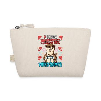 V Is For Video Games Valentinstag Gamer - Bio-Täschchen - Natur - Vorne