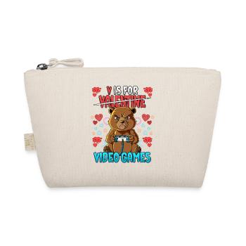 V Is For Video Games Valentine's Day Gamer - Organic Pouch - nature - Front