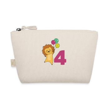 Löwe vierter Geburtstag Luftballons für Kinder - Bio-Täschchen - Natur - Vorne