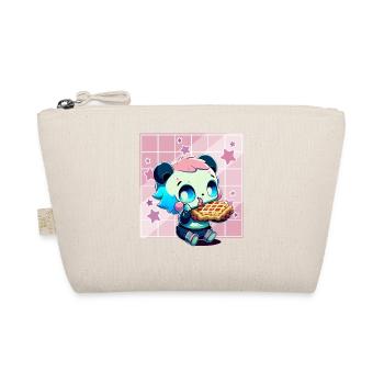 Cute Kawaii Panda Who Eats Waffle Anime Manga - Organic Pouch - nature - Front