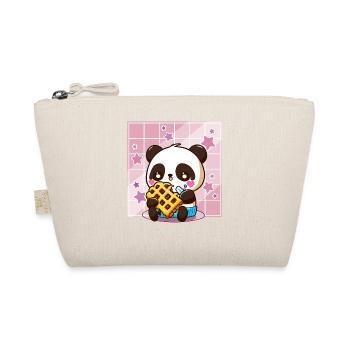 Cute Kawaii Panda Who Eats Waffle Anime Manga - Organic Pouch - nature - Front