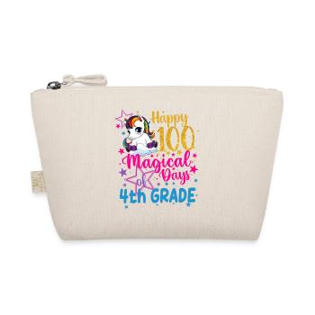 Unicorn happy 100 Magical Days of 4th Grade - Organic Pouch - nature - Front