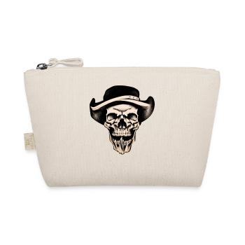 Skull with Hat - Vintage Cowboy Skull - Organic Pouch - nature - Front