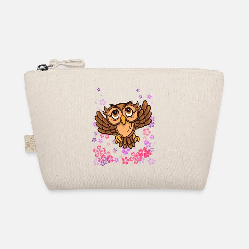 brown owl with flowers Organic Pouch