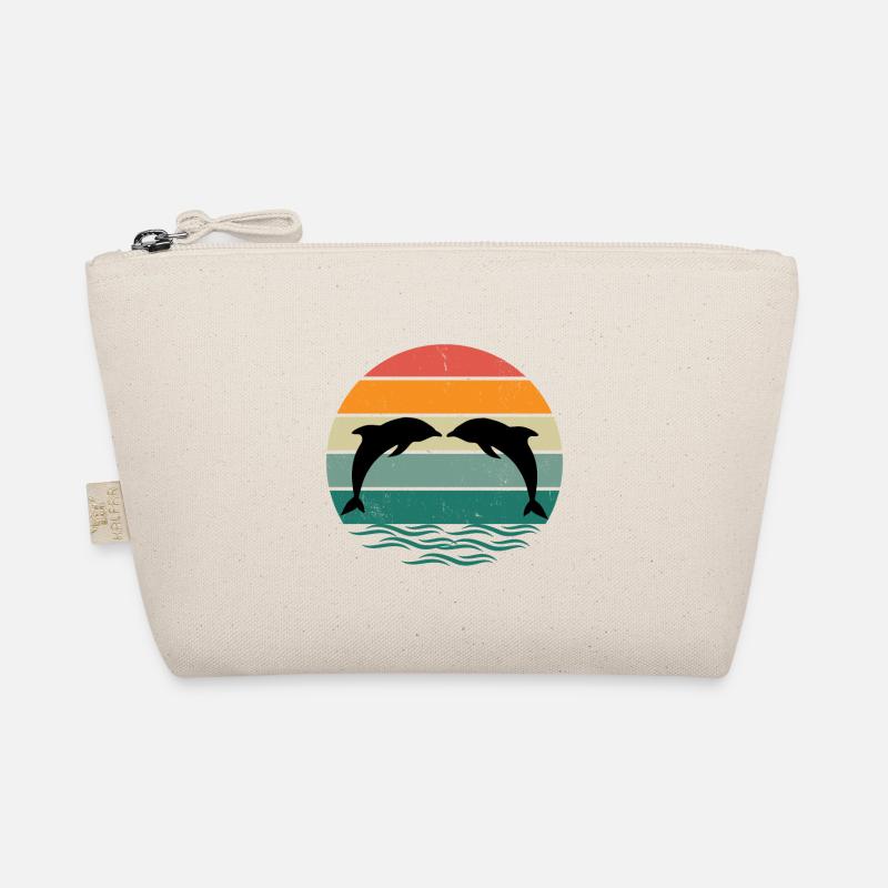 Silhouette dauphins - Rétro Sunset Dolphin Trousse biologique