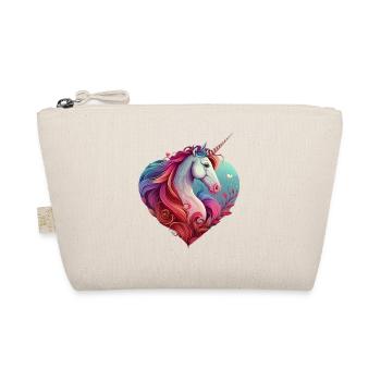Einhorn Herz und Blumen - Bio-Täschchen - Natur - Vorne