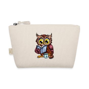 Owl with hot tea Comfortably reading a book - Organic Pouch - nature - Front