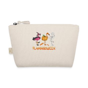 Flamingo Witch Pumpkin Skeleton Halloween Costume - Organic Pouch - nature - Front