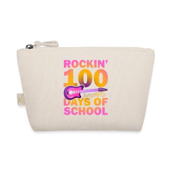 Rockin 100 Days of School Guitarist Musician - Organic Pouch - nature - Front