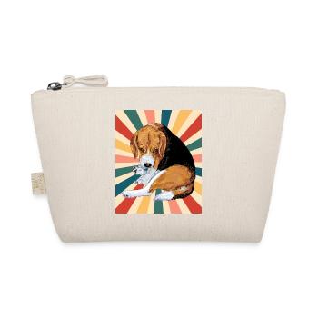 Nette Beagle Hunderasse 80er 90er Jahre Retro Stil Vintage - Bio-Täschchen - Natur - Vorne
