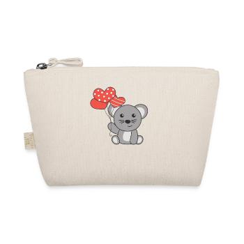 Mouse for Valentine's Day cute animals with hearts - Organic Pouch - nature - Front