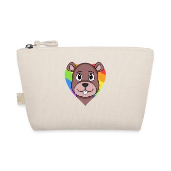 Gay Rainbow Heart Animal Beaver - Organic Pouch - nature - Front