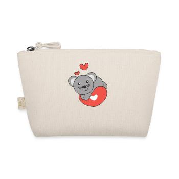 Mouse for Valentine's Day cute animals with hearts - Organic Pouch - nature - Front