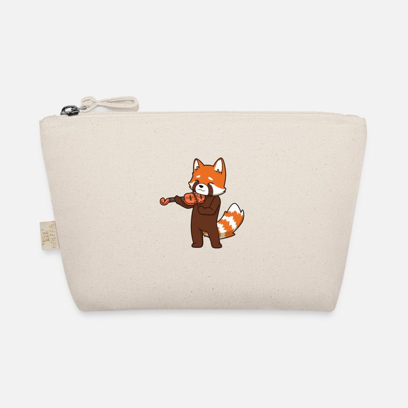 Comic red panda plays violin Organic Pouch