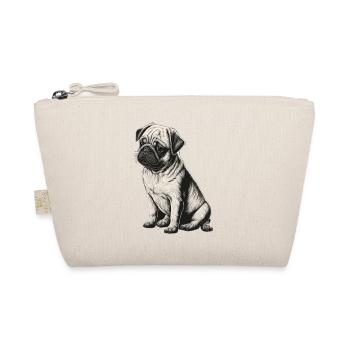 Schwarz weißer Mops - Bio-Täschchen - Natur - Vorne
