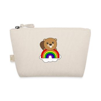 Beaver colorful rainbow for children sweet beaver - Organic Pouch - nature - Front