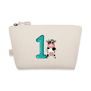 1 year old - school enrolment - cow motif - Organic Pouch - nature - Front