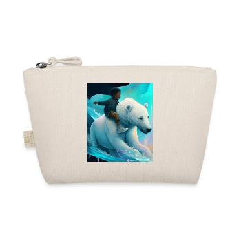 Child rides polar bear - Organic Pouch - nature - Front