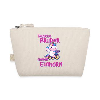 Tausche Bruder gegen Einhorn Schwester Lustig Fun - Bio-Täschchen - Natur - Vorne