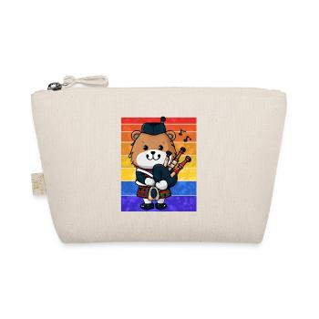 Scottish Bagpipe Bear - Organic Pouch - nature - Front