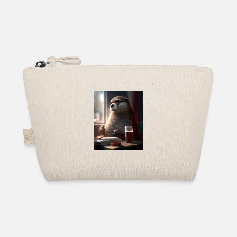 Otter Lovers Nerd Otter Drinking Coffee - Bio-Täschchen - Natur