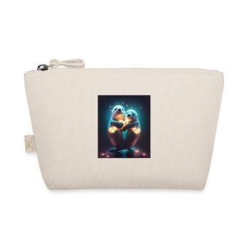 Kawaii Otter Pet Otter Couple se tenant la main - Trousse biologique - nature - Devant