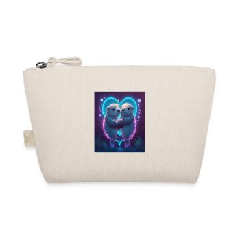 Kawaii Otter Pet Otter Couple se tenant la main - Trousse biologique - nature - Devant