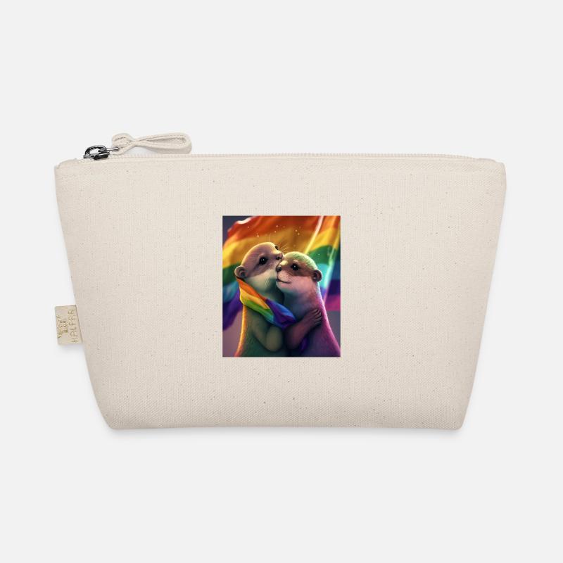 Hugging Otter Holding LGBT Flaglet Otter LGBT Bio-Täschchen