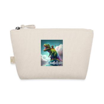 Funny Cartoon Otters Otter Riding Green Dinosaur - Organic Pouch - nature - Front