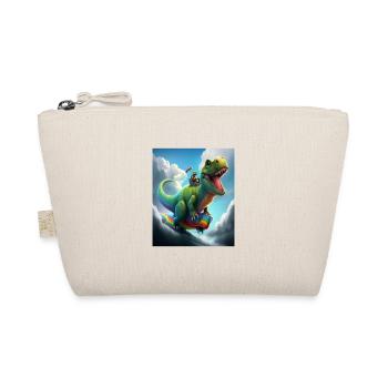 Funny Cartoon Otters Otter Riding Green Dinosaur - Organic Pouch - nature - Front