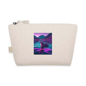 Cool Sea Otter Design Synthwave Wandering Otter - Organic Pouch - nature - Front