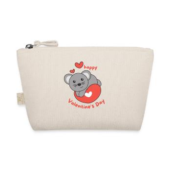Mouse for Valentine's Day cute animals with hearts - Organic Pouch - nature - Front