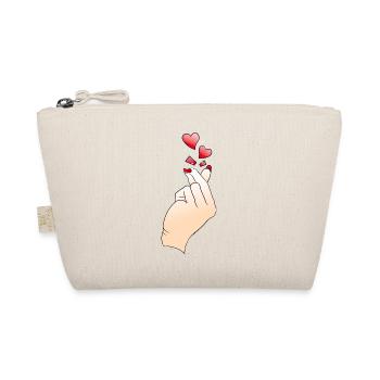 Finger Heart Korean K Pop Love - Organic Pouch - nature - Front