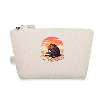 Capybara Essen Ramen Retro Vintage Lustiges Nagetier - Bio-Täschchen - Natur - Vorne