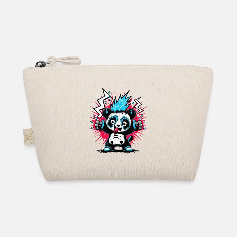 Cute Punk Panda Bear Cartoon PopArt with Flash Organic Pouch