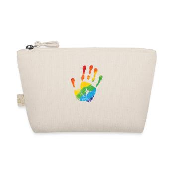 Hand in LGBT Farbe Regenbogenfarben - Bio-Täschchen - Natur - Vorne