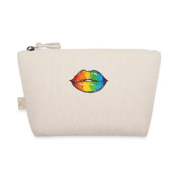 Lippen in LGBT Farben Regenbogen Toleranz - Bio-Täschchen - Natur - Vorne