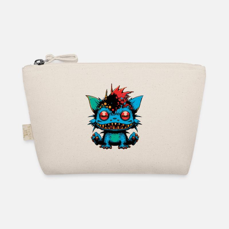 Monster Crash - Freches grinsendes blaues Monster - Bio-Täschchen - Natur