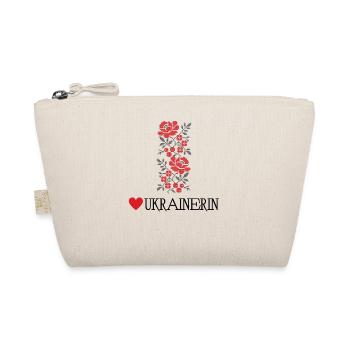 Ukrainian Man of Patriotic Heart Embroidery - Organic Pouch - nature - Front