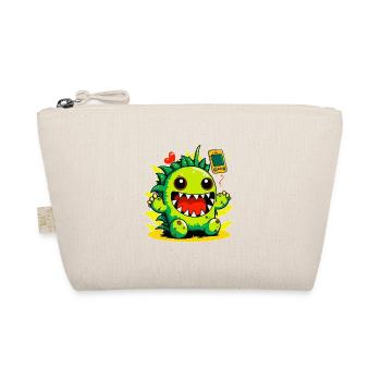 Monster Crash - Cheeky Green Dinosaur Monster - Organic Pouch - nature - Front