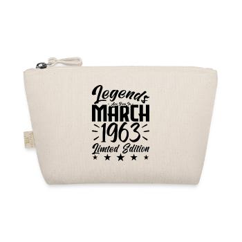 Born in March 1963. March Birthday Gift - Organic Pouch - nature - Front