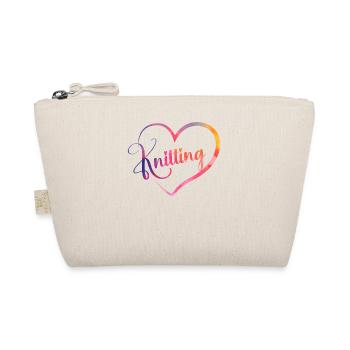 Knitting Knitter Watercolor Heart - Organic Pouch - nature - Front