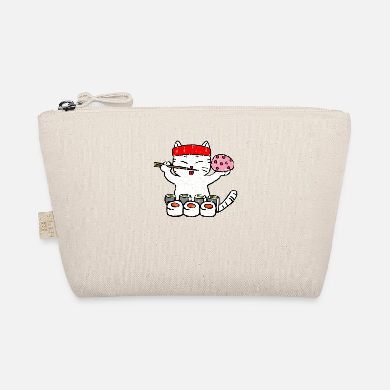 Katze isst Sushi mit Stäbchen Grunge Bio-Täschchen