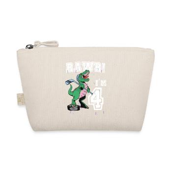 Rawr I'm 4 4th Birthday Party T Rex Dinosaur - Organic Pouch - nature - Front
