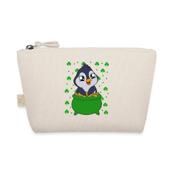 Cute Penguin Shamrocks Saint Patrick's Day Penguin - Organic Pouch - nature - Front