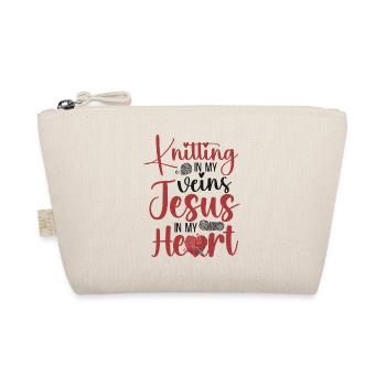 Knitting Knitter Jesus Christian - Organic Pouch - nature - Front