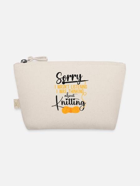 Knitting Knitter Sorry I Wasn't - Bio-Täschchen - Natur