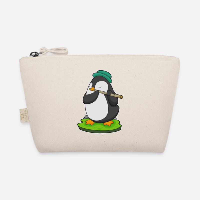 Pinguin Musiker Flöte Musik - Bio-Täschchen - Natur