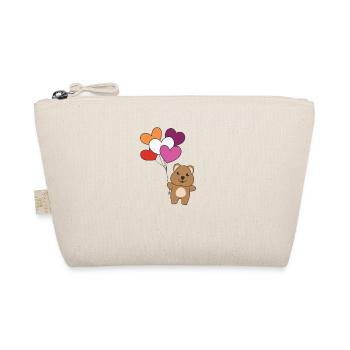 Lesbian Flag Balloon Hearts Pride LGBTQ Quokka - Organic Pouch - nature - Front
